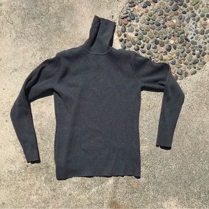 Rib Knit Heather Grey Turtleneck Top